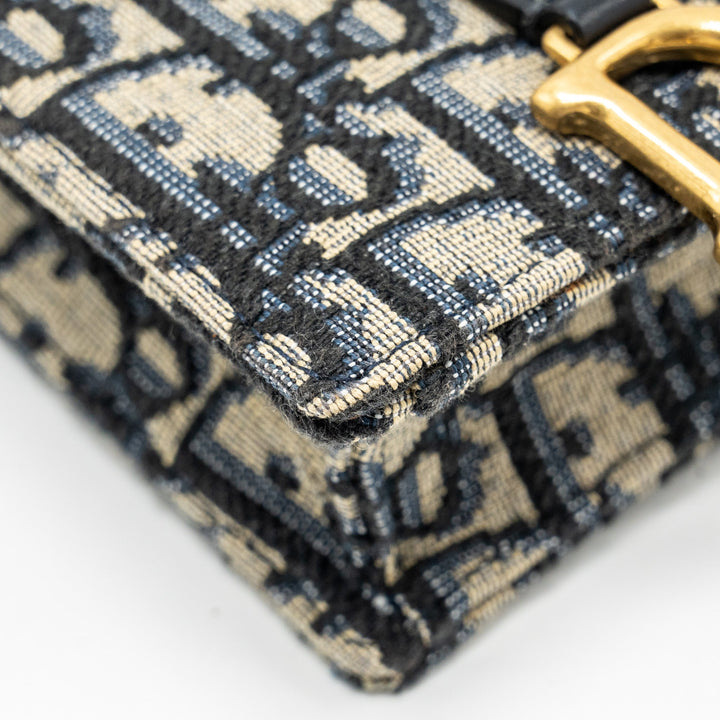 Top quality Dior Saddle Phone Pouch Blue Oblique Jacquard