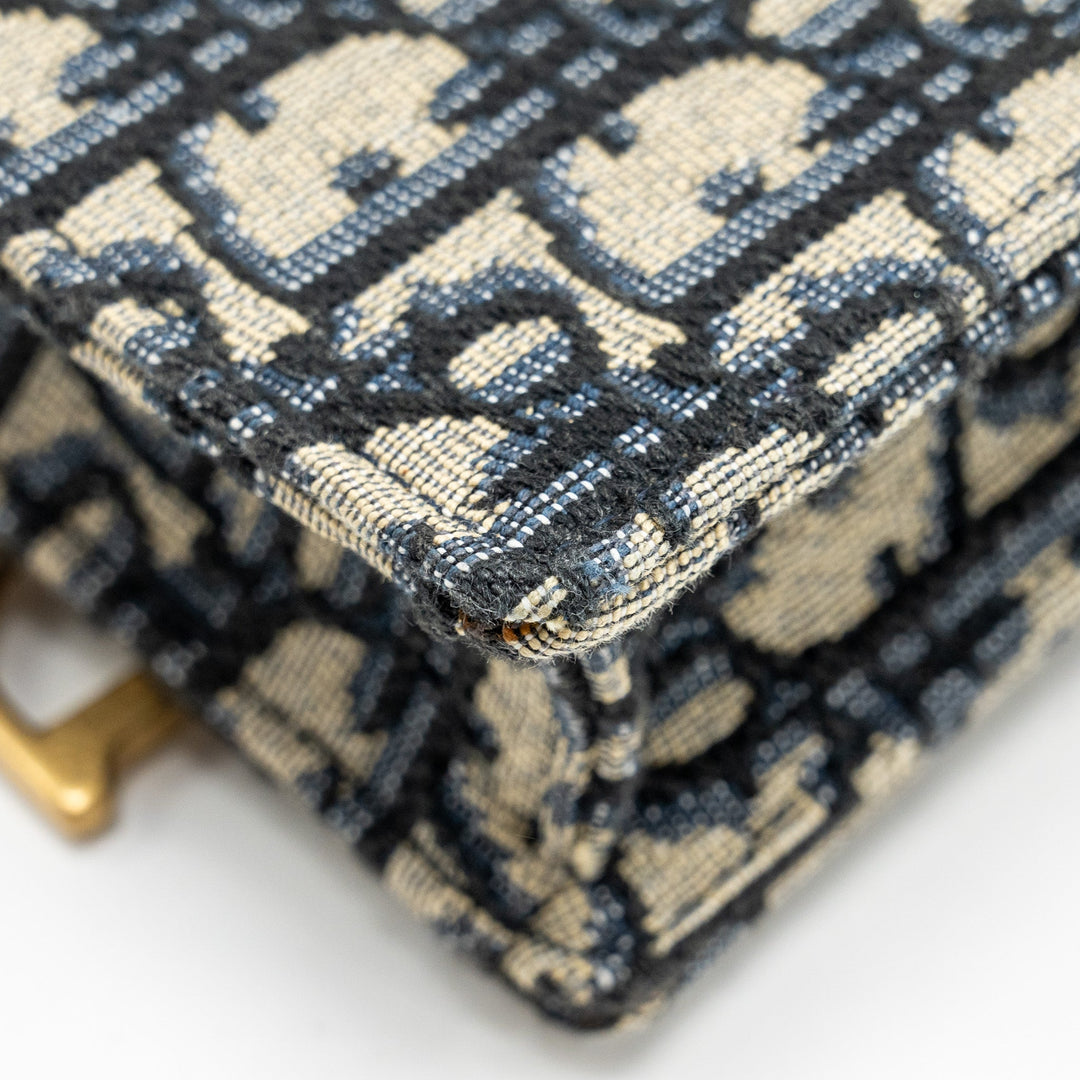 Top quality Dior Saddle Phone Pouch Blue Oblique Jacquard