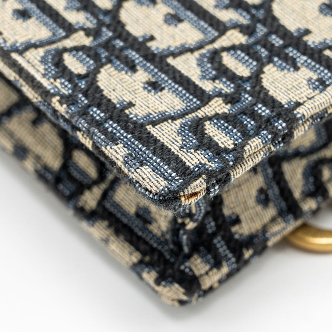 Top quality Dior Saddle Phone Pouch Blue Oblique Jacquard