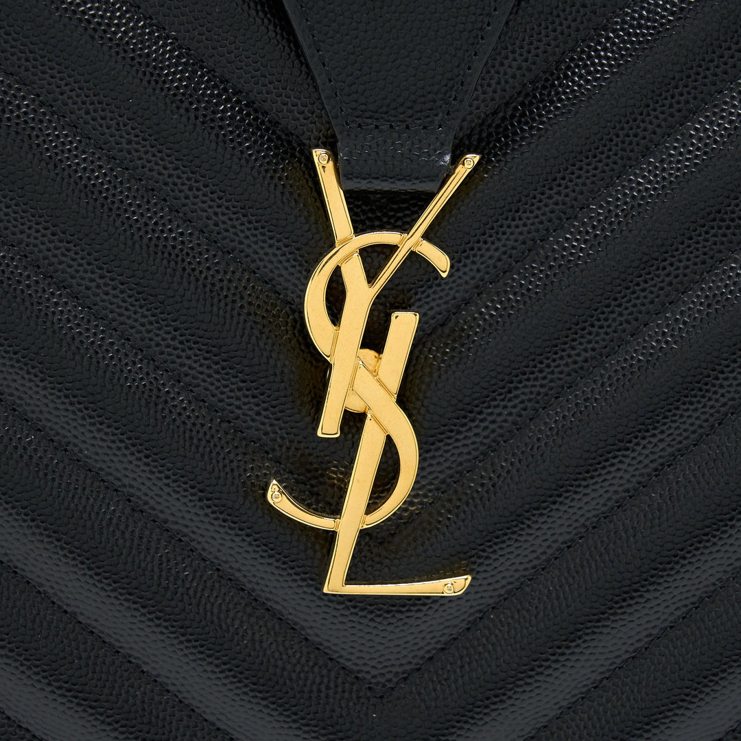 Saint Laurent/YSL Chevron Tote Bag Black GHW