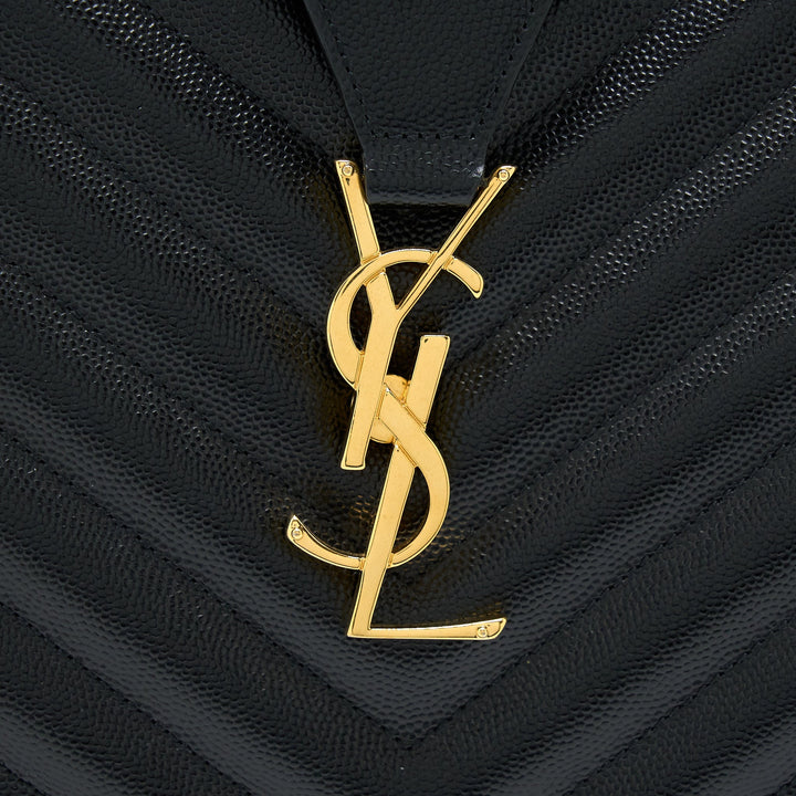 Saint Laurent/YSL Chevron Tote Bag Black GHW
