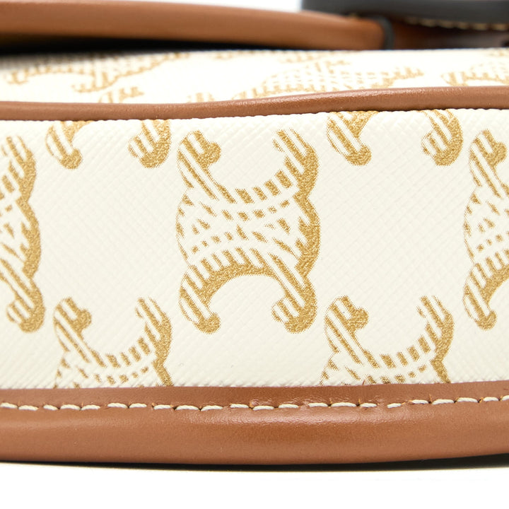 Celine Mini Besace Triomphe Canvas/Calfskin White