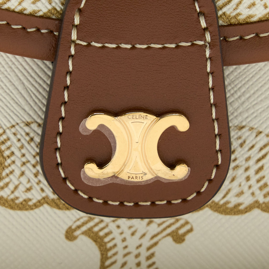 Celine Mini Besace Triomphe Canvas/Calfskin White