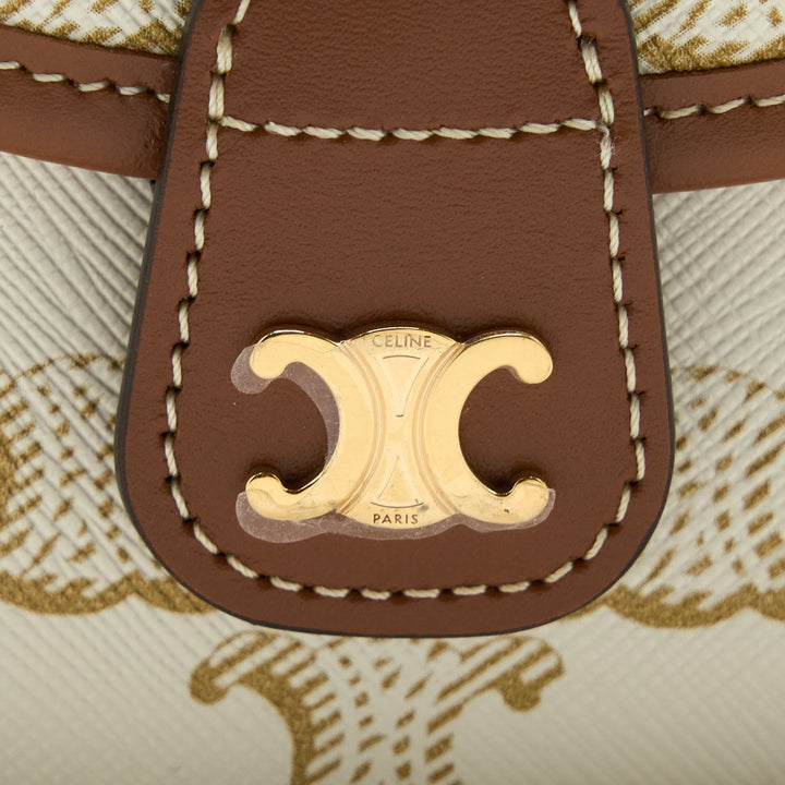 Celine Mini Besace Triomphe Canvas/Calfskin White