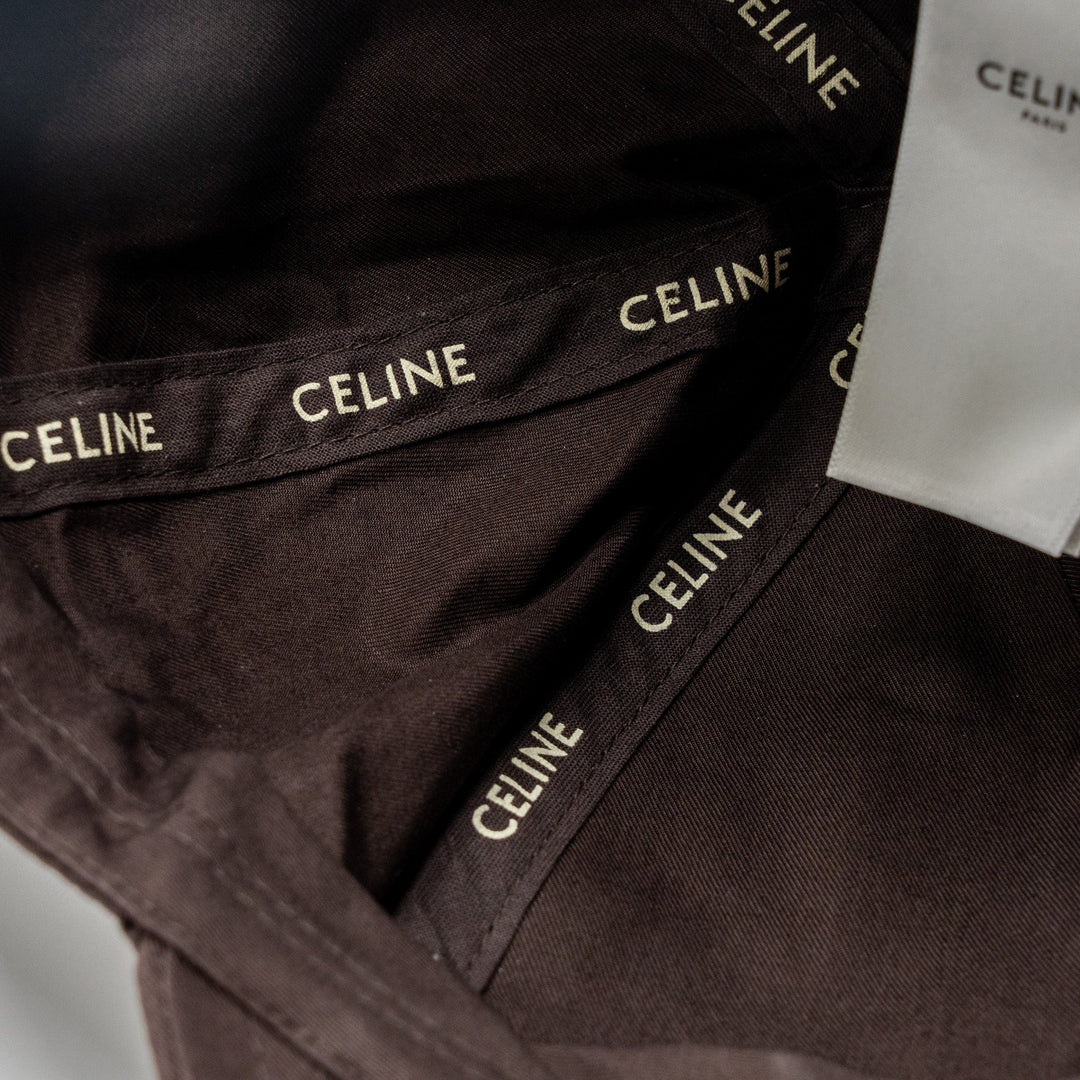 Top Quality Celine Size S Triomphe Baseball Cap Cotton Cacao
