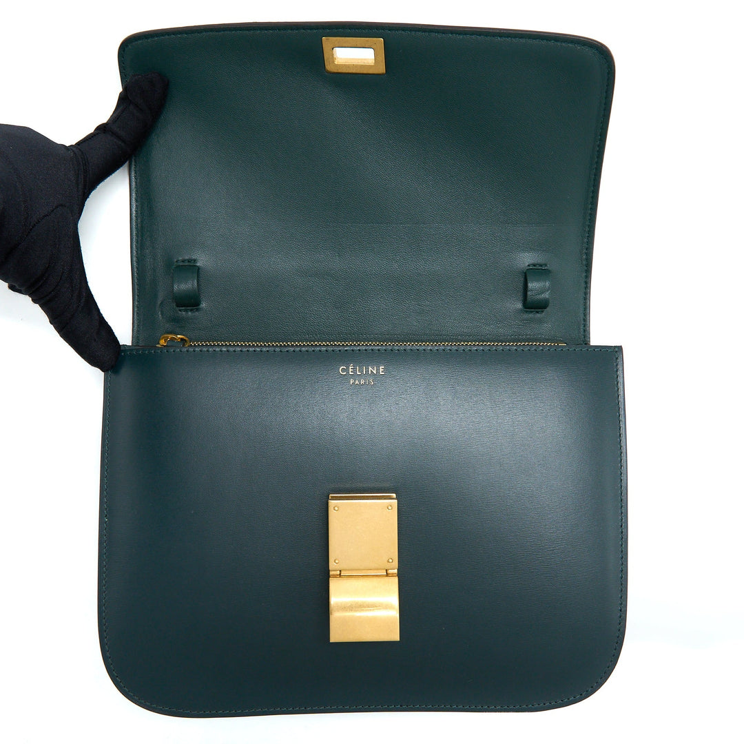 Celine Medium Classic Box Bag Calfskin Green
