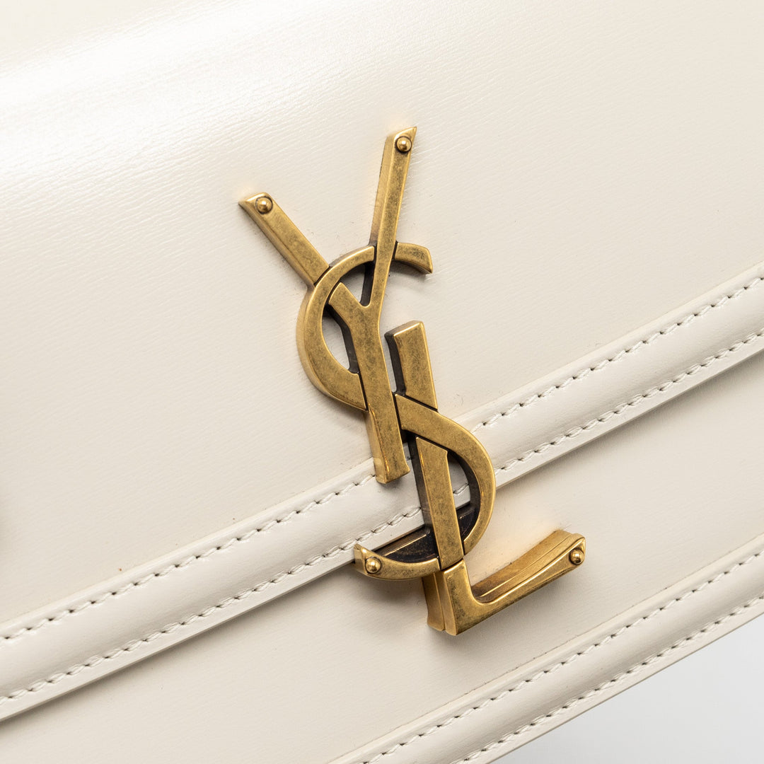 Saint Laurent/YSL Small Solferino Satchel Crossbody Bag White GHW