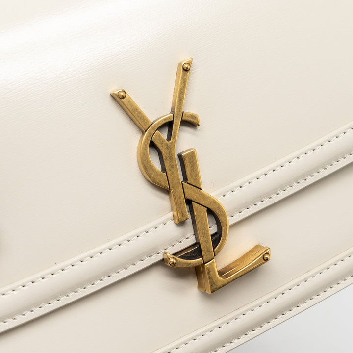 Saint Laurent/YSL Small Solferino Satchel Crossbody Bag White GHW