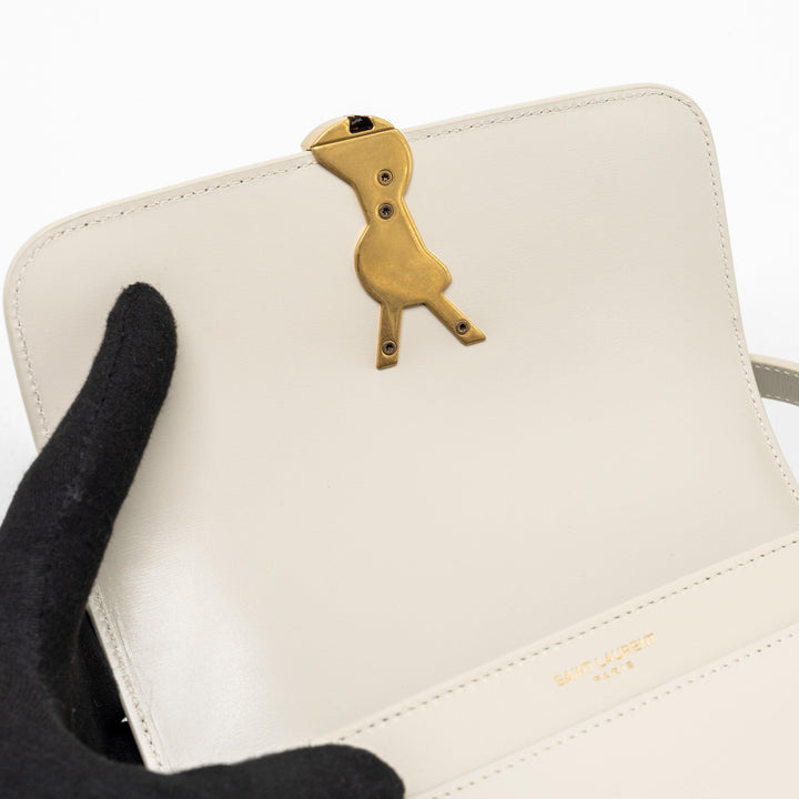 Saint Laurent/YSL Small Solferino Satchel Crossbody Bag White GHW