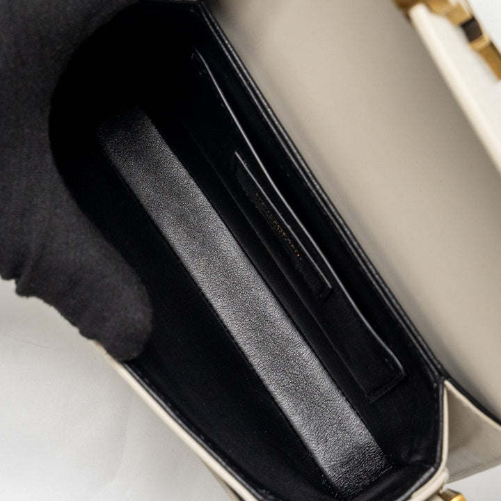 Saint Laurent/YSL Small Solferino Satchel Crossbody Bag White GHW