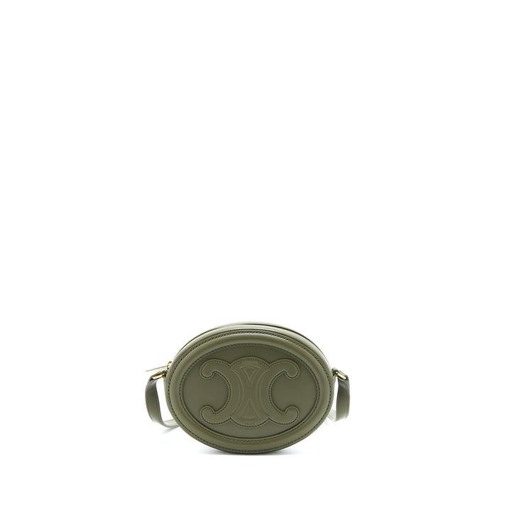 Celine Crossbody Oval Purse Calfskin Olive Green