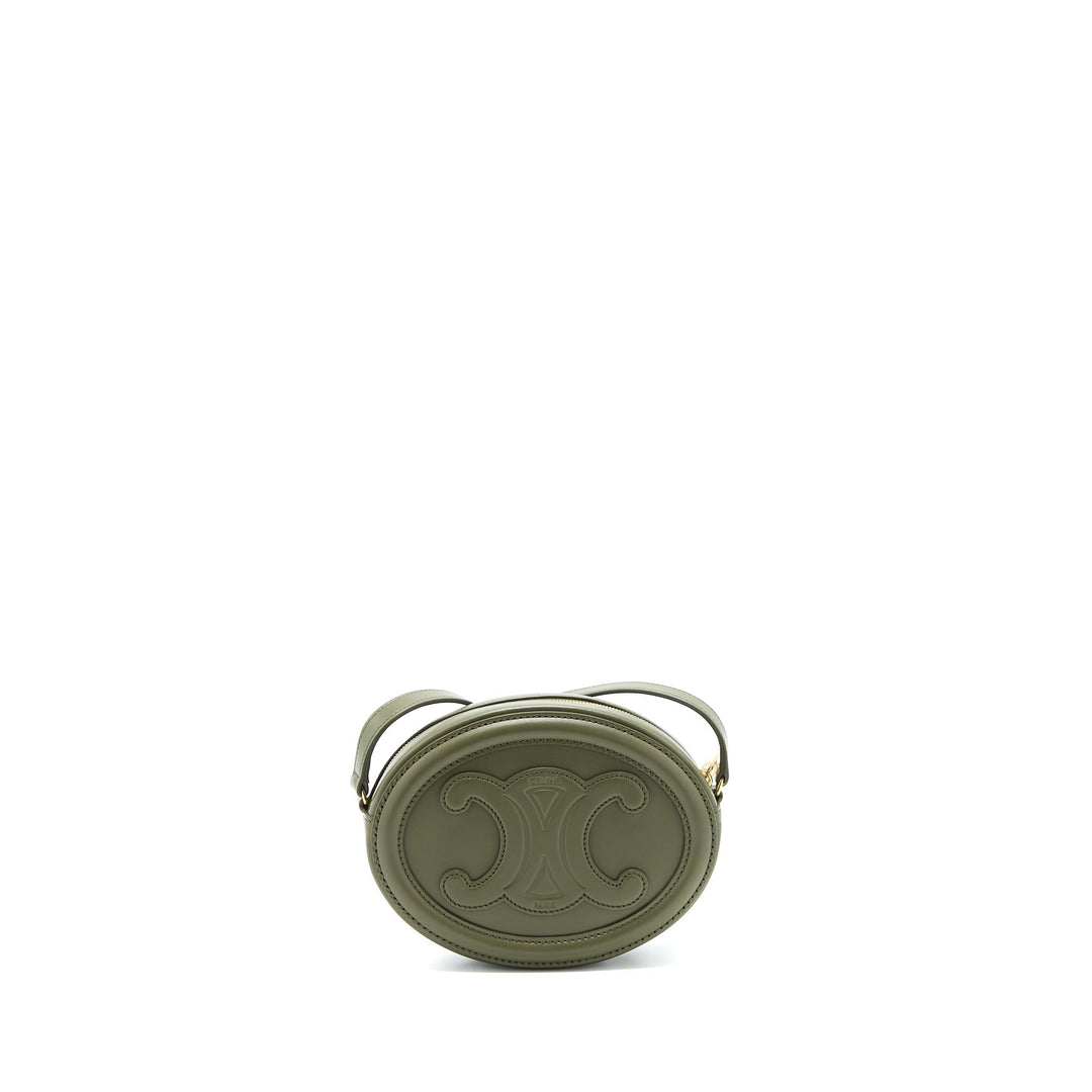 Celine Crossbody Oval Purse Calfskin Olive Green