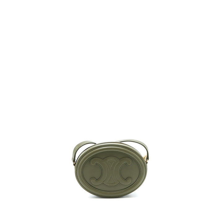 Celine Crossbody Oval Purse Calfskin Olive Green