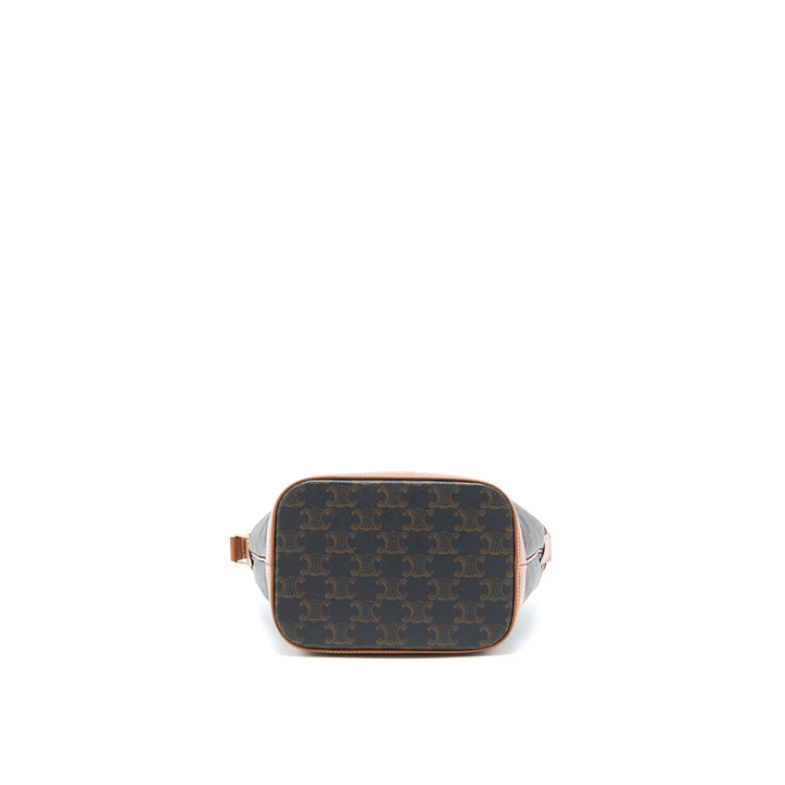 Top Quality Celine Small Bucket Bag Triomphe Canvas/Leather Tan
