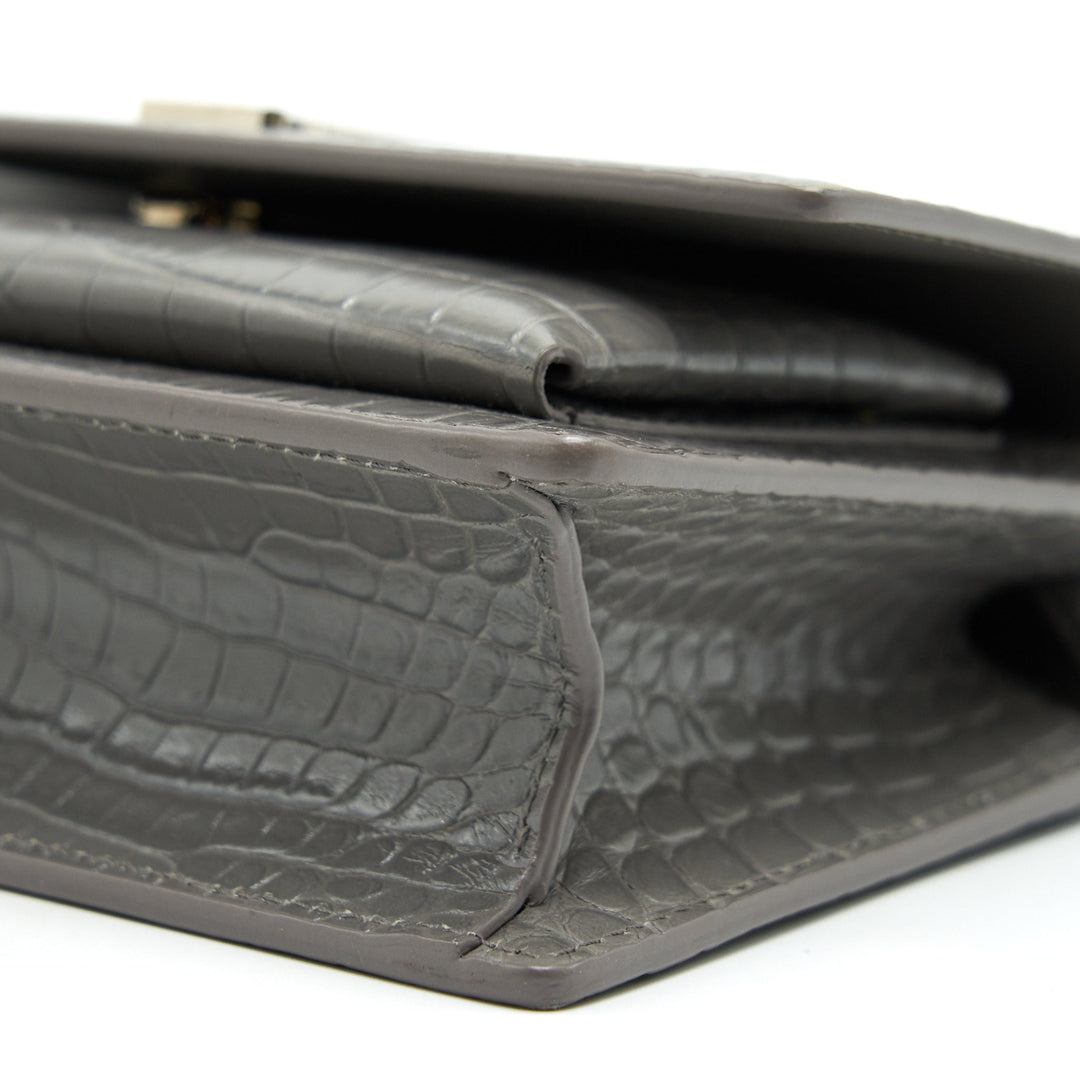 Saint Laurent Mini Sunset Shoulder Bag Grey SHW