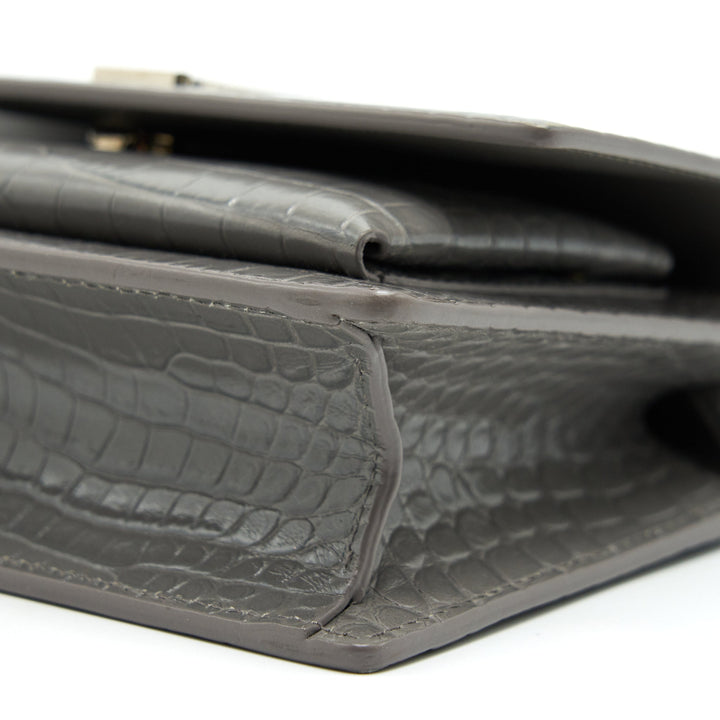 Saint Laurent Mini Sunset Shoulder Bag Grey SHW