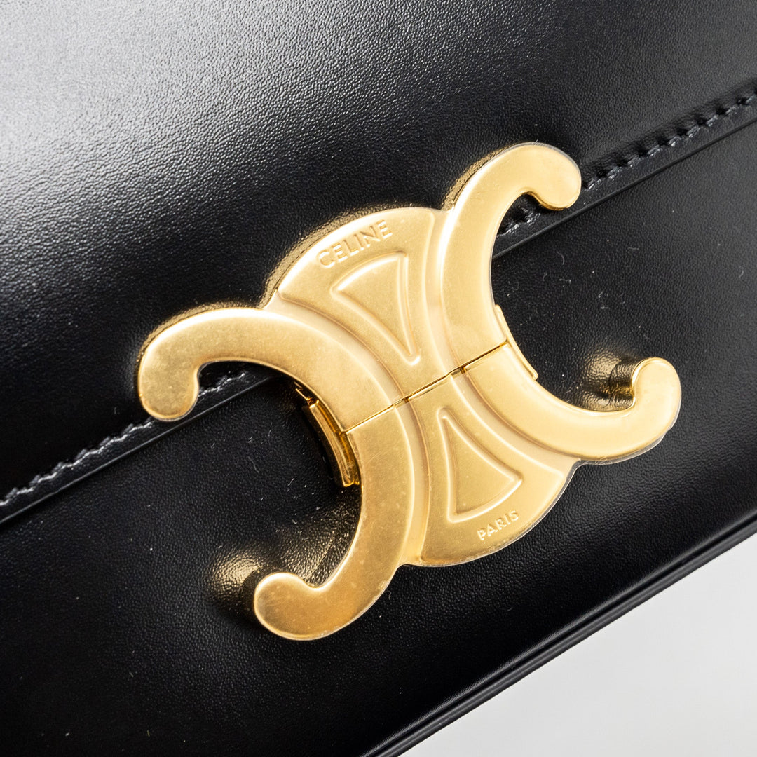 Top Quality Celine triomphe shoulder bag calfskin black