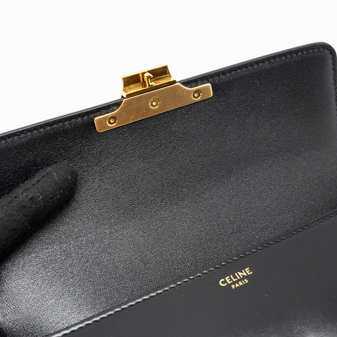 Top Quality Celine triomphe shoulder bag calfskin black