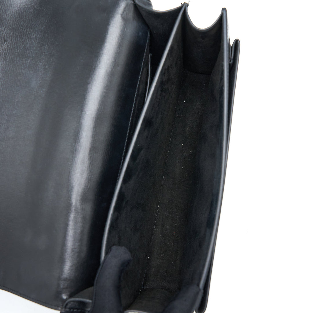 Saint Laurent/YSL Sunset Large Chain Bag Calfskin Black SHW