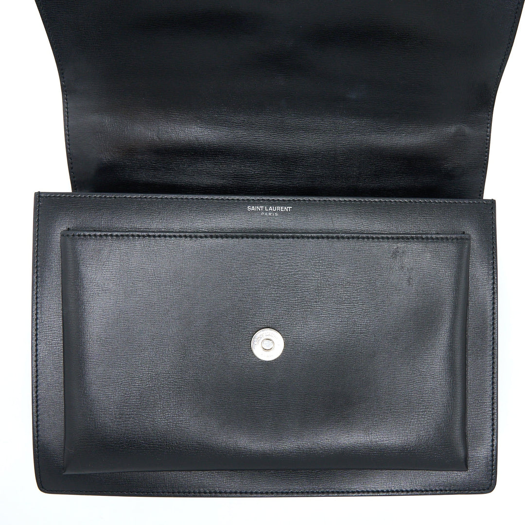 Saint Laurent/YSL Sunset Large Chain Bag Calfskin Black SHW