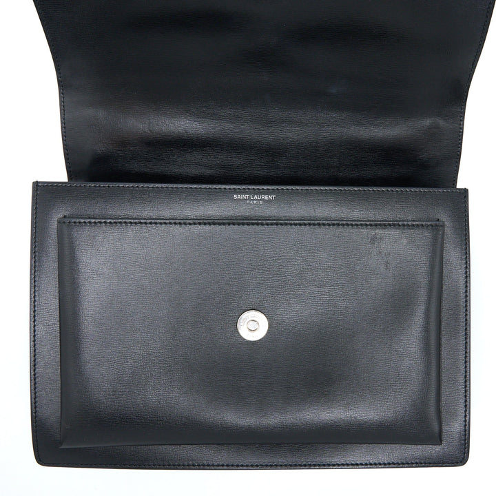 Saint Laurent/YSL Sunset Large Chain Bag Calfskin Black SHW