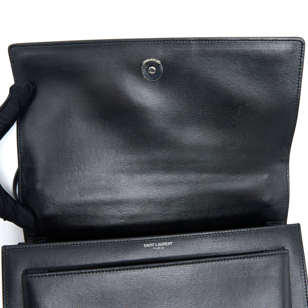 Saint Laurent/YSL Sunset Large Chain Bag Calfskin Black SHW