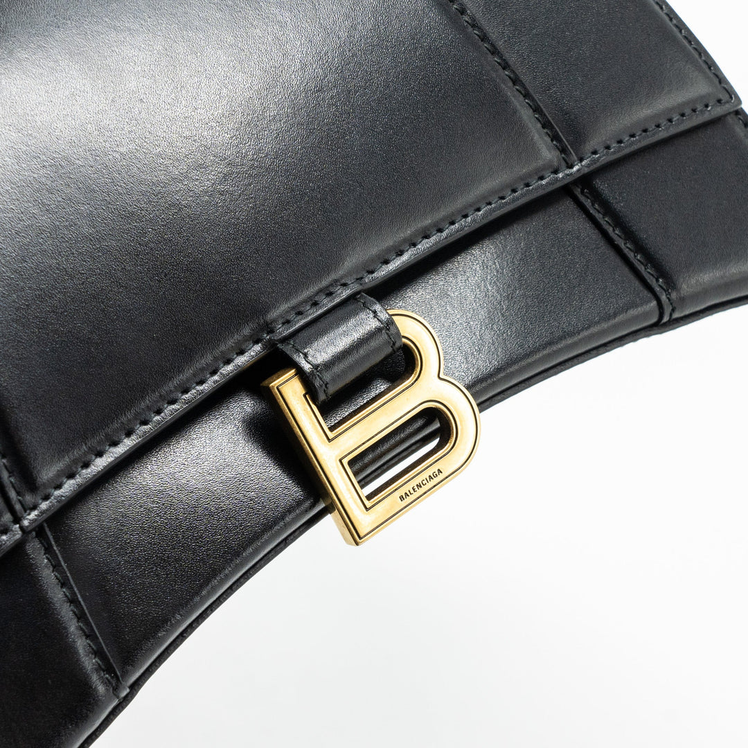 Top Quality Balenciaga small Hourglass bag calfskin black GHW