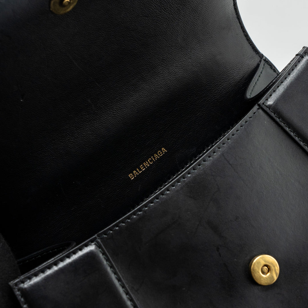 Top Quality Balenciaga small Hourglass bag calfskin black GHW