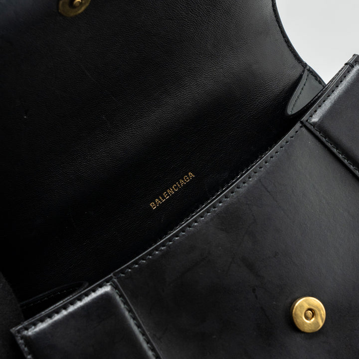 Top Quality Balenciaga small Hourglass bag calfskin black GHW