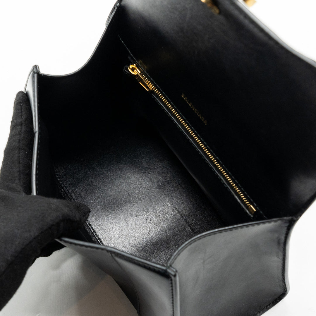Top Quality Balenciaga small Hourglass bag calfskin black GHW