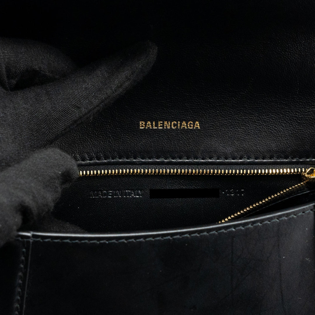 Top Quality Balenciaga small Hourglass bag calfskin black GHW