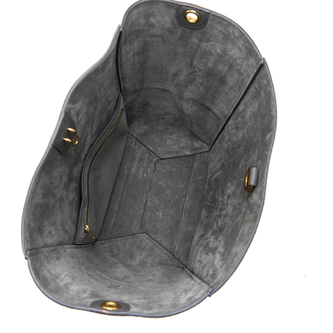 Celine Sangle Bucket Bag Grained Calfskin Grey