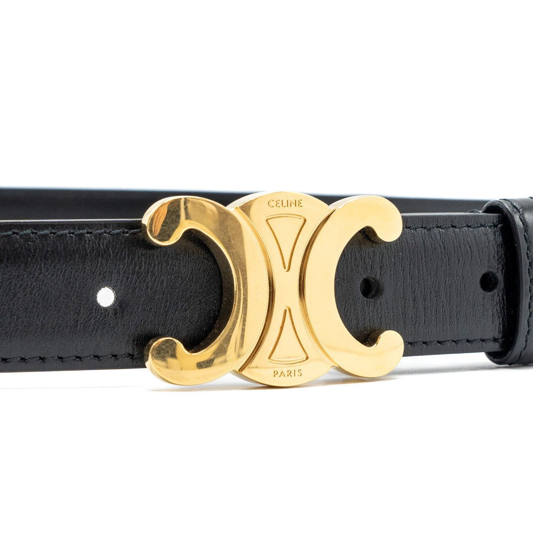 Top Quality Celine Size 85 Triomphe Belt Smooth Calfskin Black