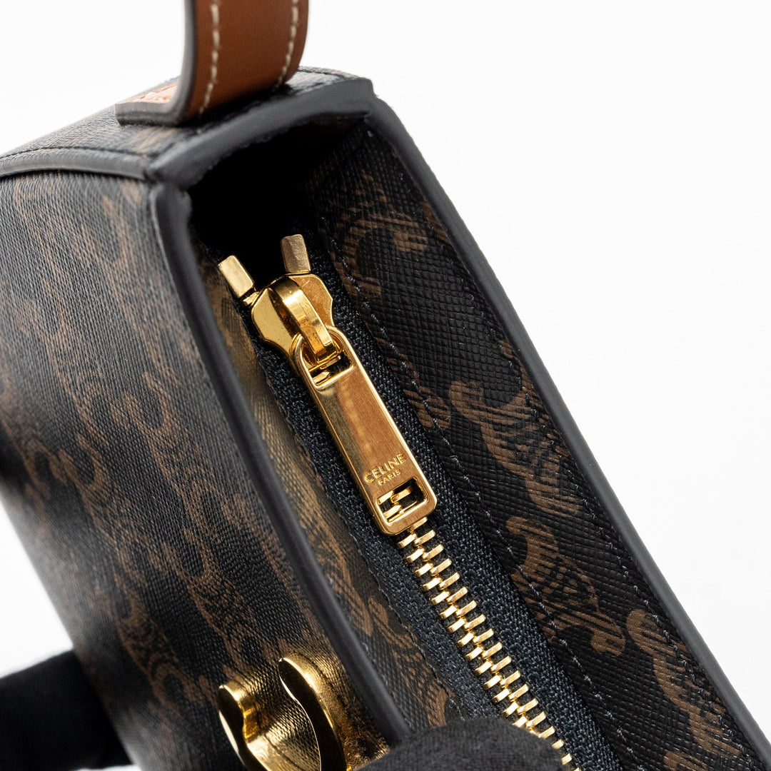 Celine Medium Tilly Bag in Triomphe Canvas / calfskin Tan
