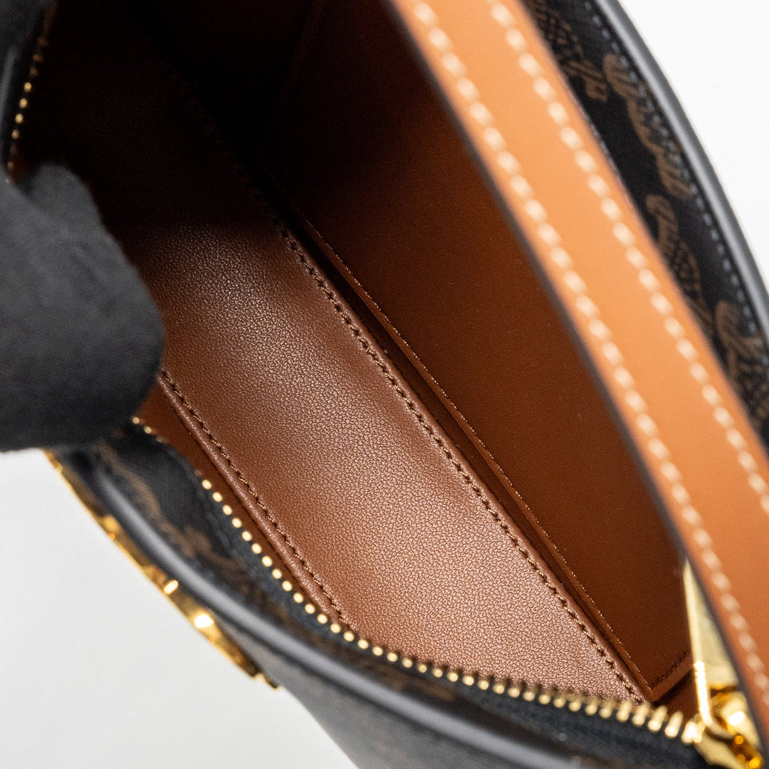 Celine Medium Tilly Bag in Triomphe Canvas / calfskin Tan