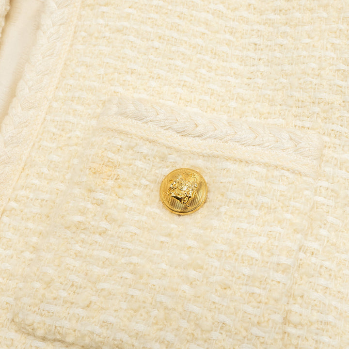 Top Quality Celine Size 34 Tweed Jacket Wool/Cotton White
