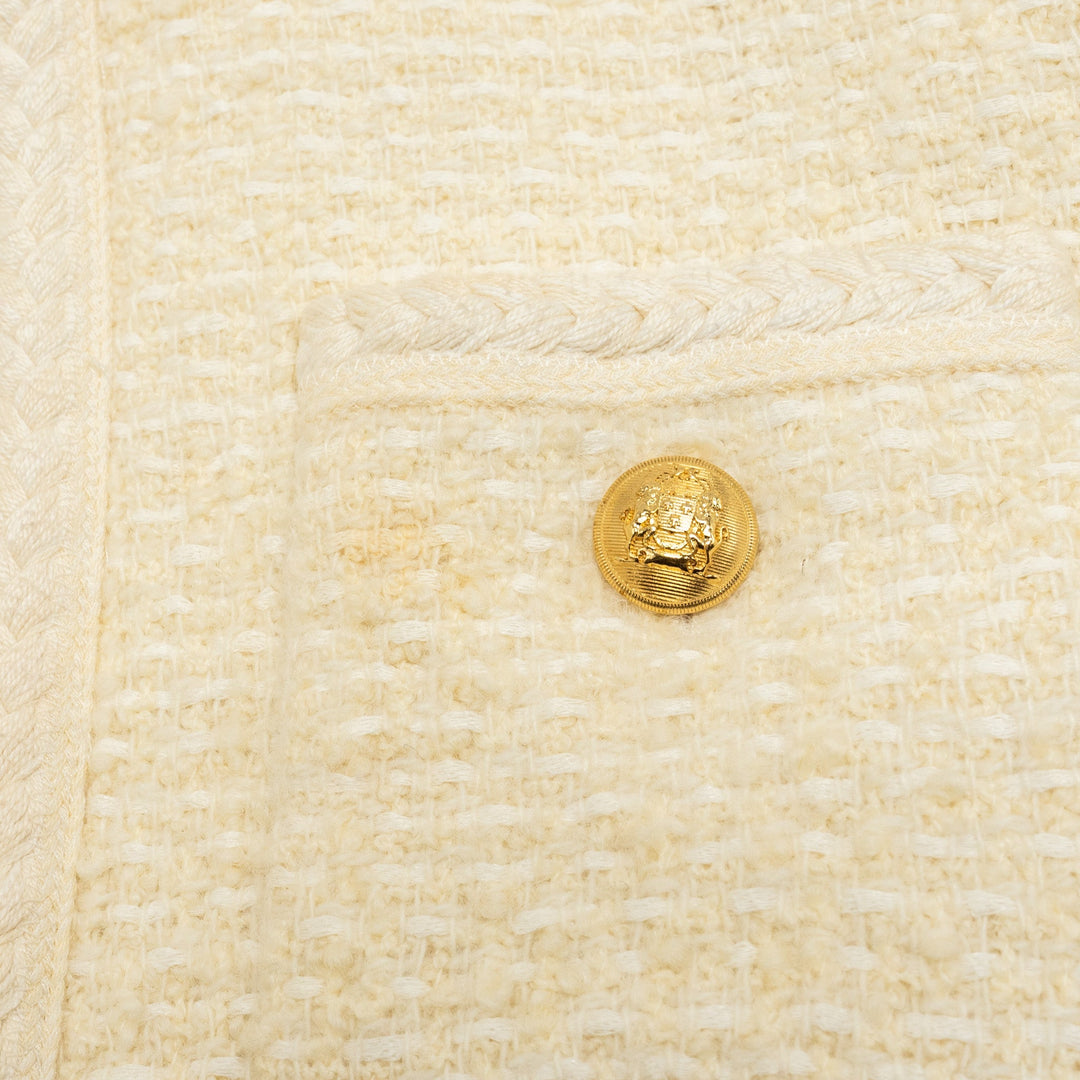 Top Quality Celine Size 34 Tweed Jacket Wool/Cotton White