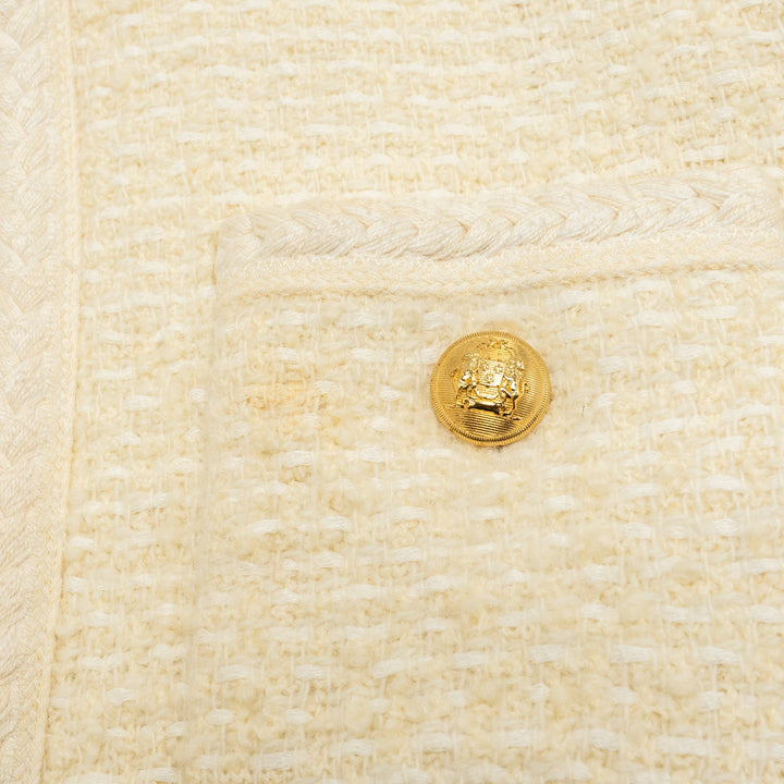 Top Quality Celine Size 34 Tweed Jacket Wool/Cotton White