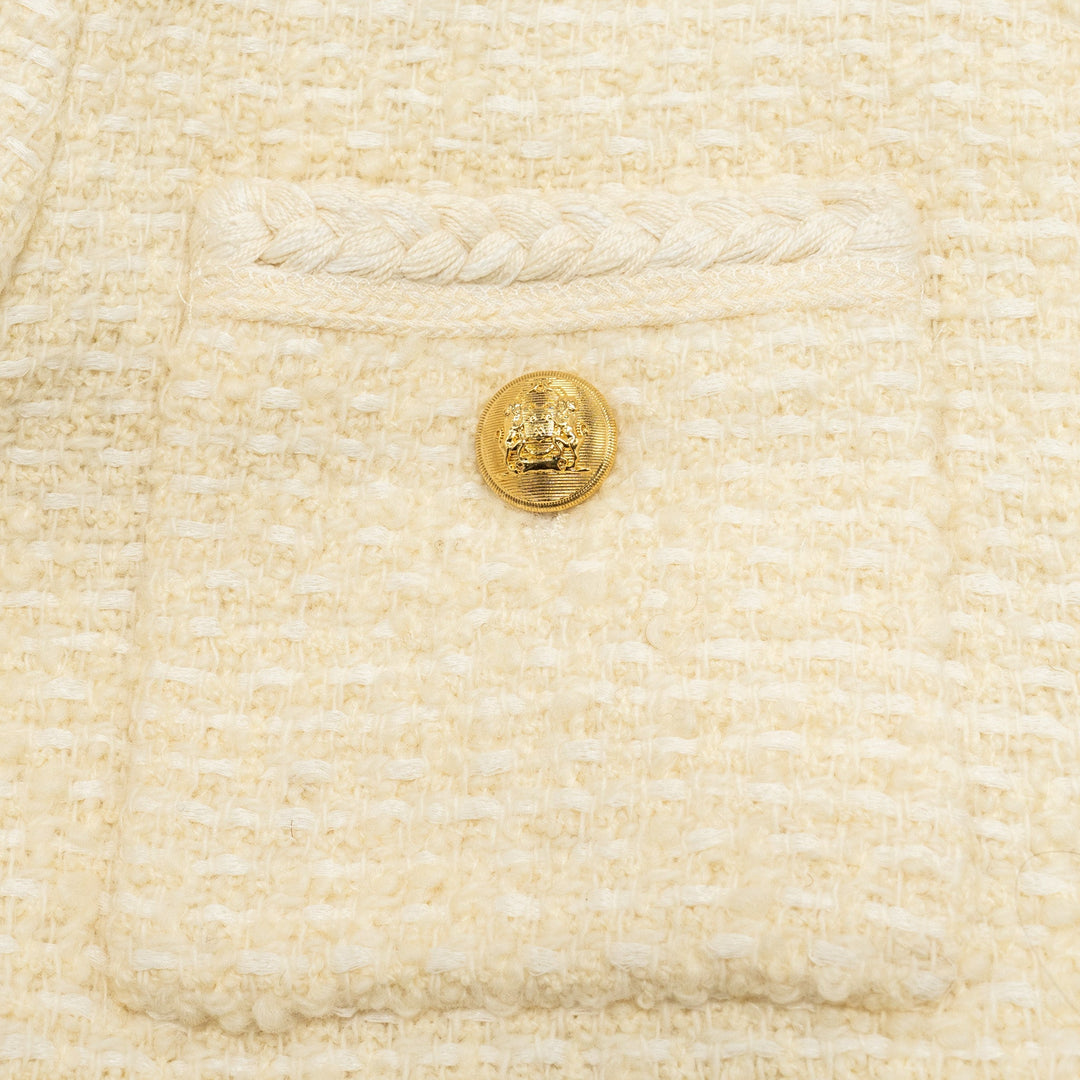 Top Quality Celine Size 34 Tweed Jacket Wool/Cotton White