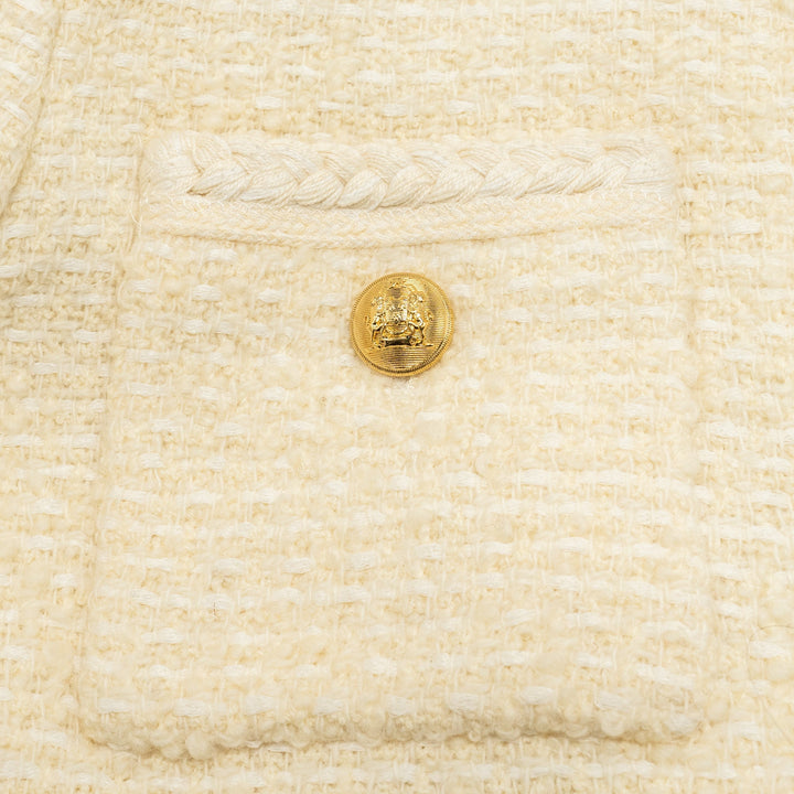 Top Quality Celine Size 34 Tweed Jacket Wool/Cotton White