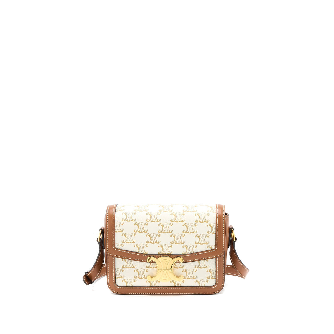 Top Quality Celine Teen Triomphe Bag Triomphe Canvas/Calfskin White