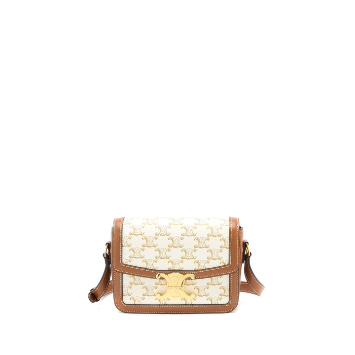 Top Quality Celine Teen Triomphe Bag Triomphe Canvas/Calfskin White
