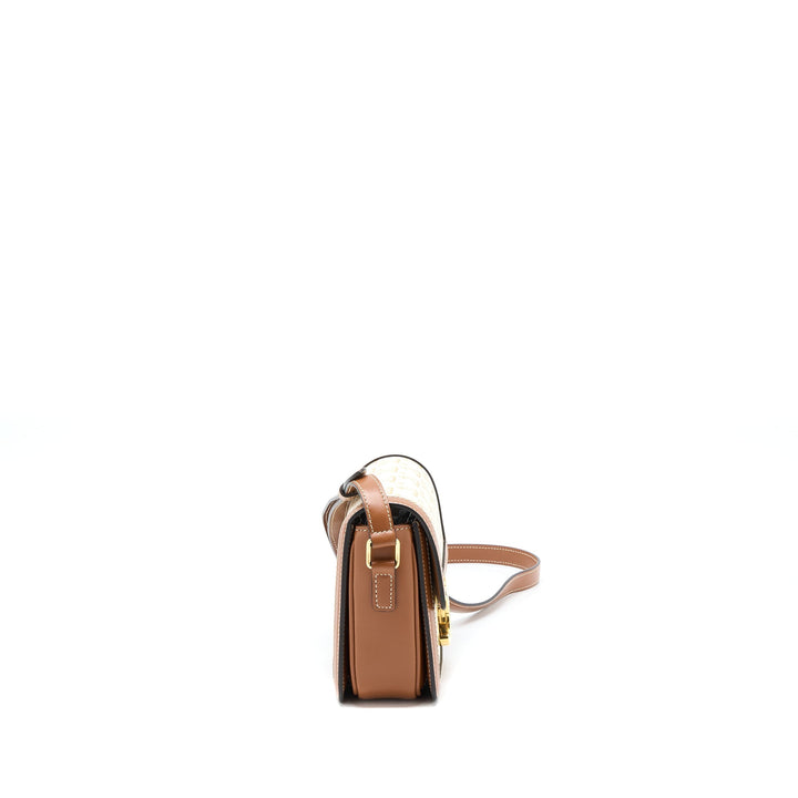 Top Quality Celine Teen Triomphe Bag Triomphe Canvas/Calfskin White