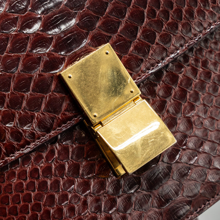 Celine medium classic box bag python burgundy