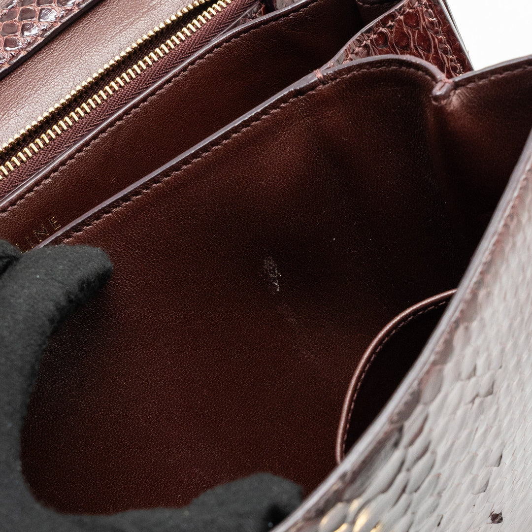 Celine medium classic box bag python burgundy