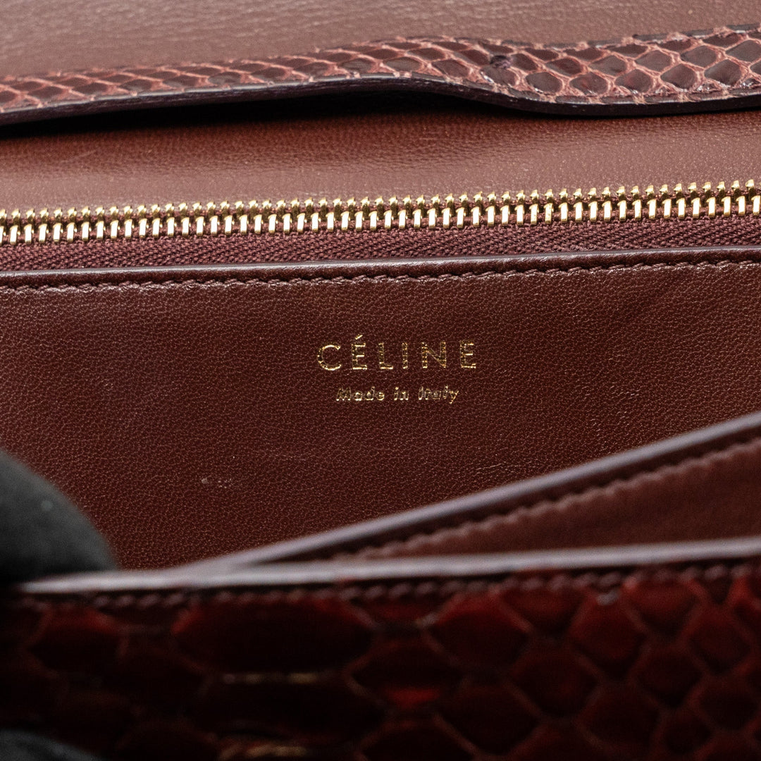 Celine medium classic box bag python burgundy
