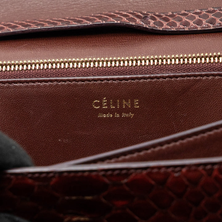 Celine medium classic box bag python burgundy