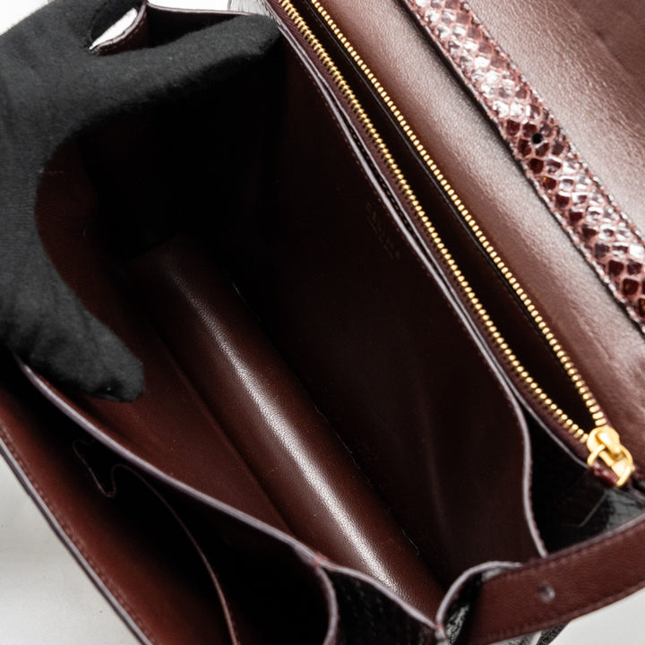 Celine medium classic box bag python burgundy