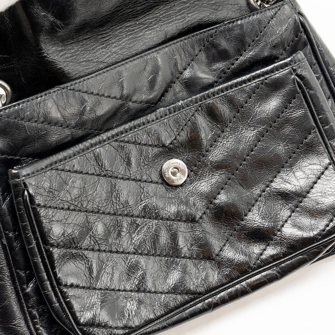 Saint Laurent/YSL Medium Niki Chain Bag Vintage Calfskin Black SHW