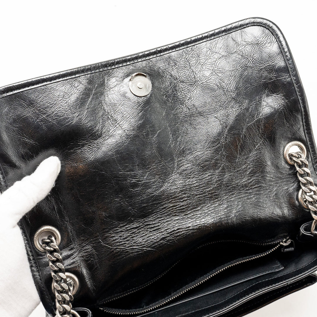 Saint Laurent/YSL Medium Niki Chain Bag Vintage Calfskin Black SHW